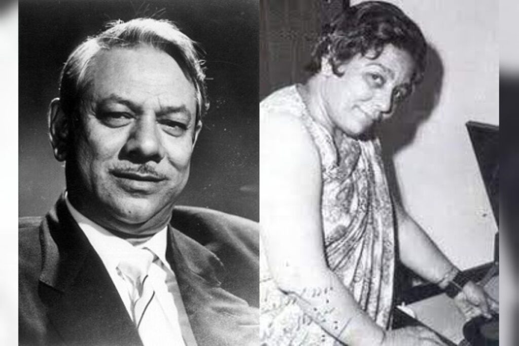 महबूब खान (बाएं) शमशाद बेगम (दाएं) 